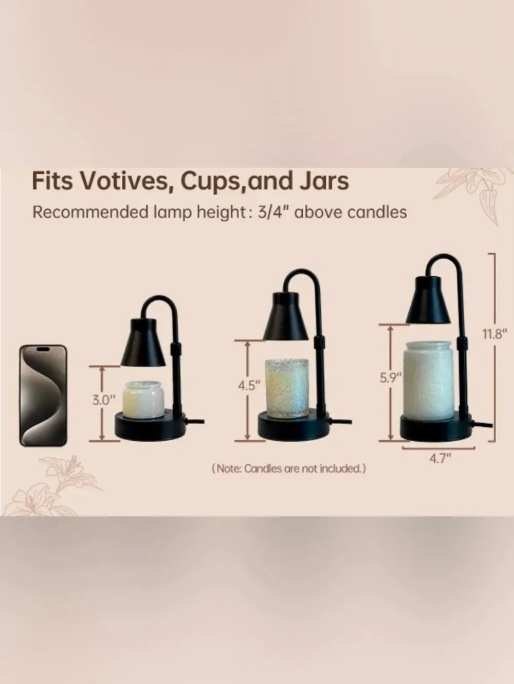 🔸️NIB Black Metal Adjustable Electric Candle Warming Lamp